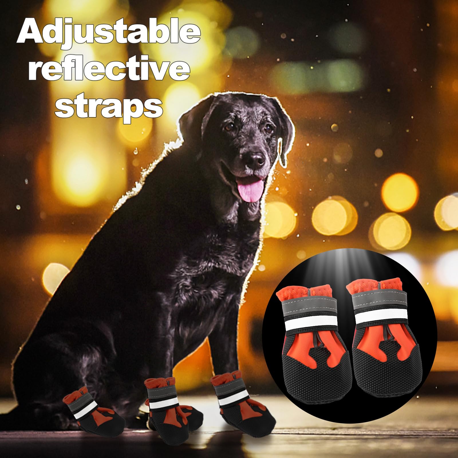 Waterproof Dog Boots 4-Pack | Reflective Paw Protectors, Non-Slip Sole - view 95