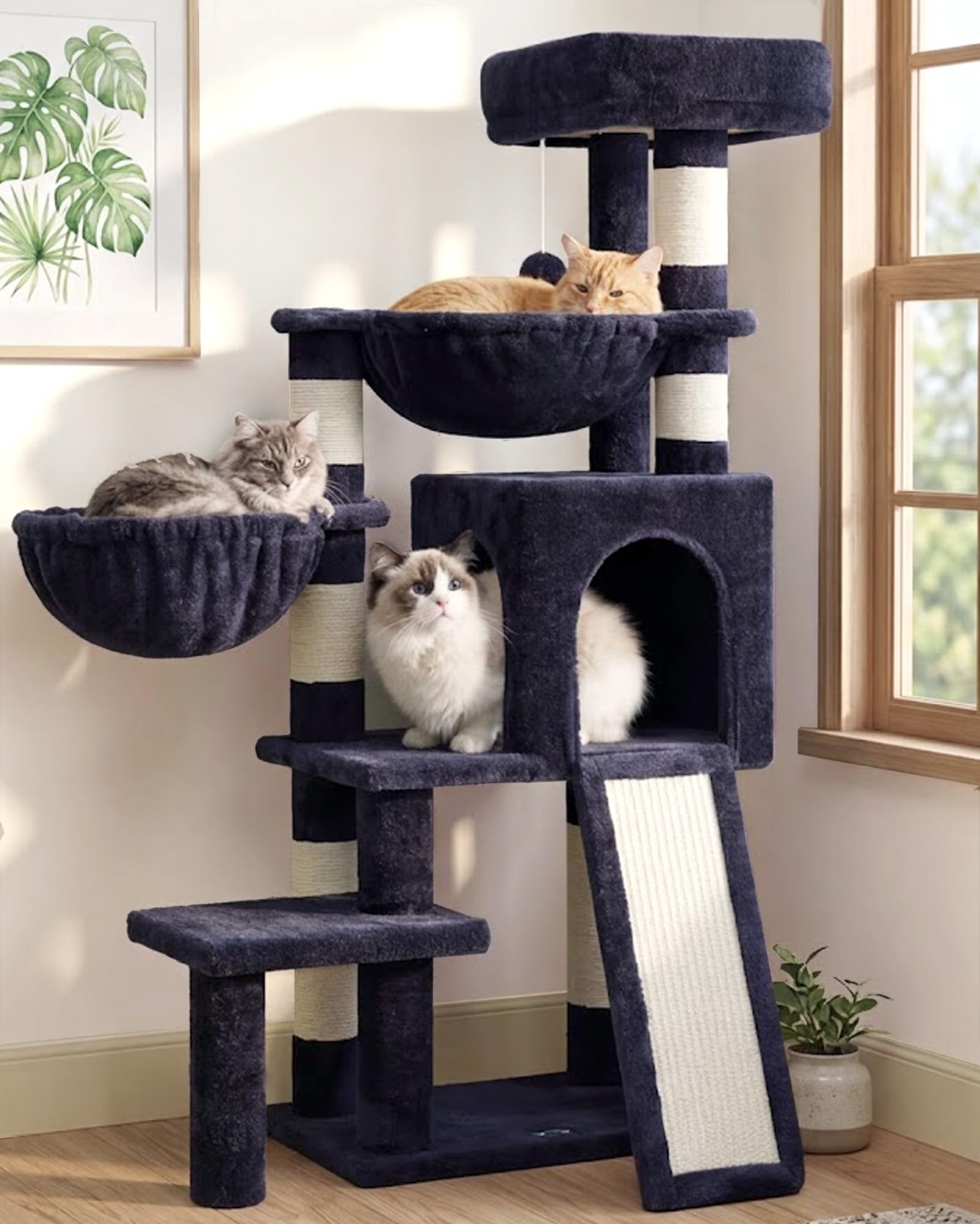 Gitelsnour Cat Tree with Condo, 2 Baskets, Hammock & Scratching Posts - feature view 36