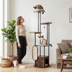 72-Inch Tall Multi-Level Cat Condo with Top Perch Platforms and Removable - view 3