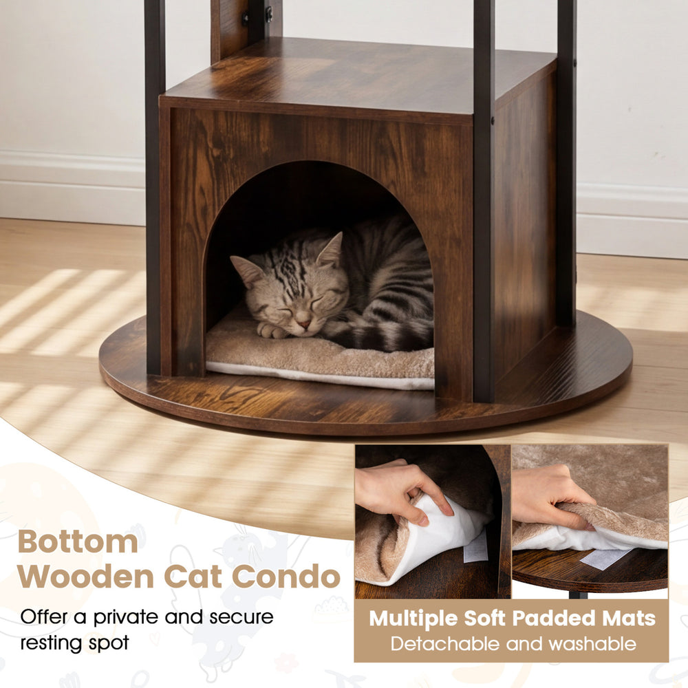 72-Inch Tall Multi-Level Cat Condo with Top Perch Platforms and Removable - view 6