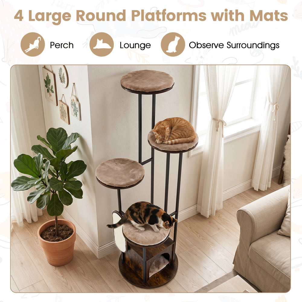 72-Inch Tall Multi-Level Cat Condo with Top Perch Platforms and Removable - view 7