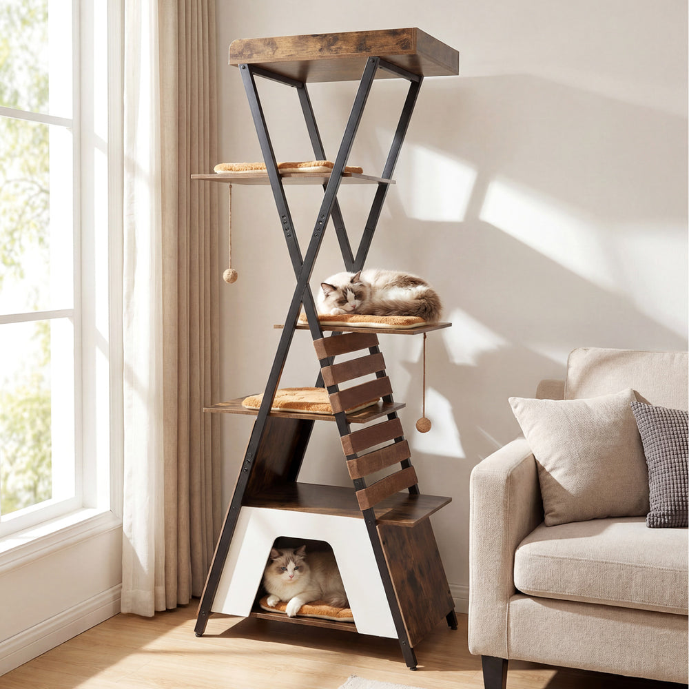 73 Inch Multi-level Cat Tree for Indoor Cats with Elevated Perch and Large Condo - view 2