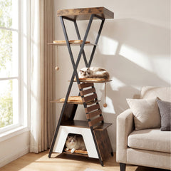 73 Inch Multi-level Cat Tree for Indoor Cats with Elevated Perch and Large Condo - view 2
