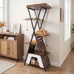 73 Inch Multi-level Cat Tree for Indoor Cats with Elevated Perch and Large Condo - view 3