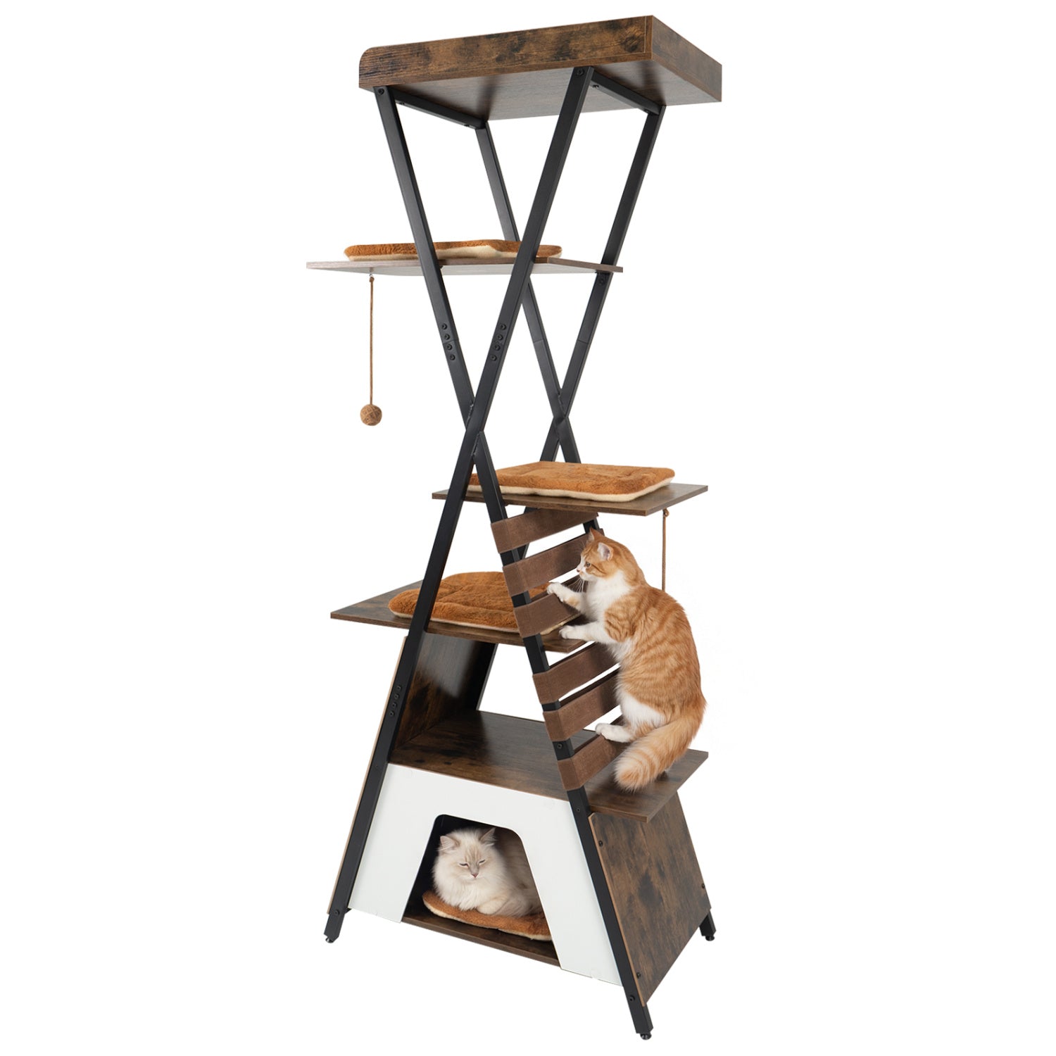 73 Inch Multi-level Cat Tree for Indoor Cats with Elevated Perch and Large Condo - view 4