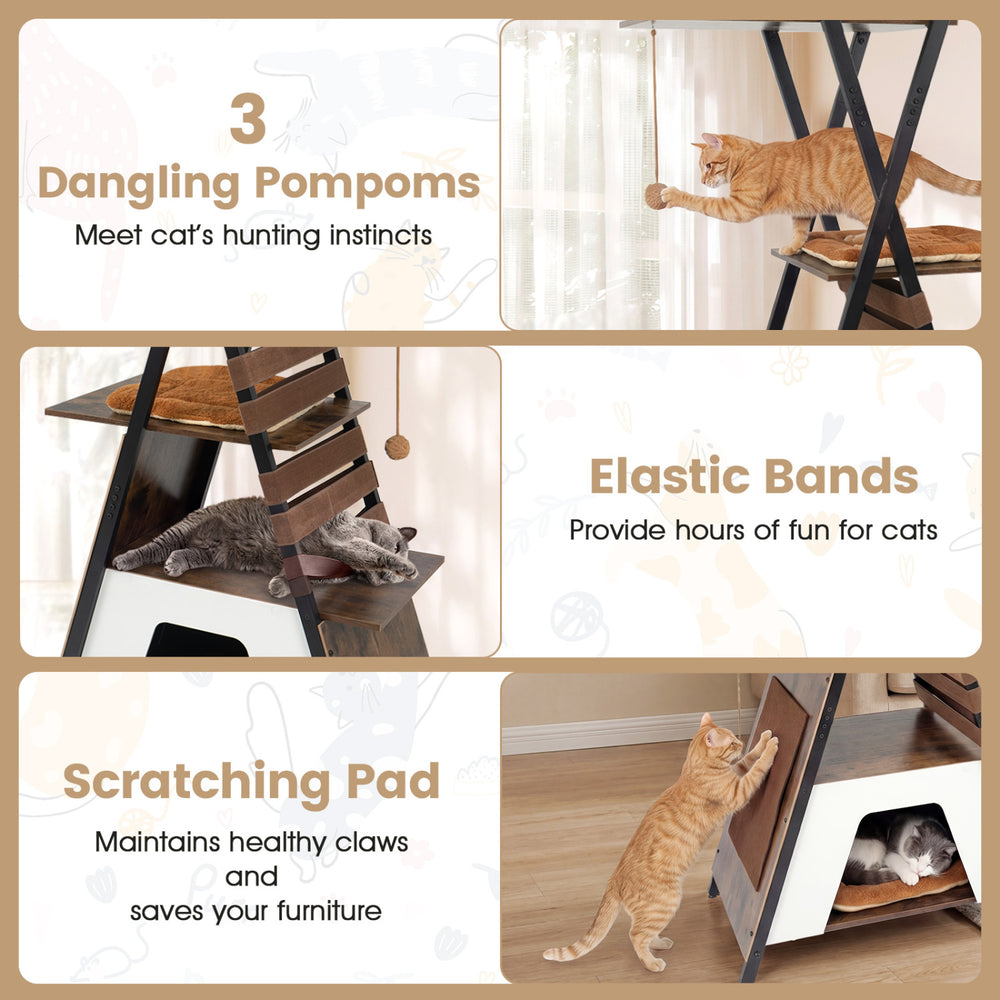 73 Inch Multi-level Cat Tree for Indoor Cats with Elevated Perch and Large Condo - view 8