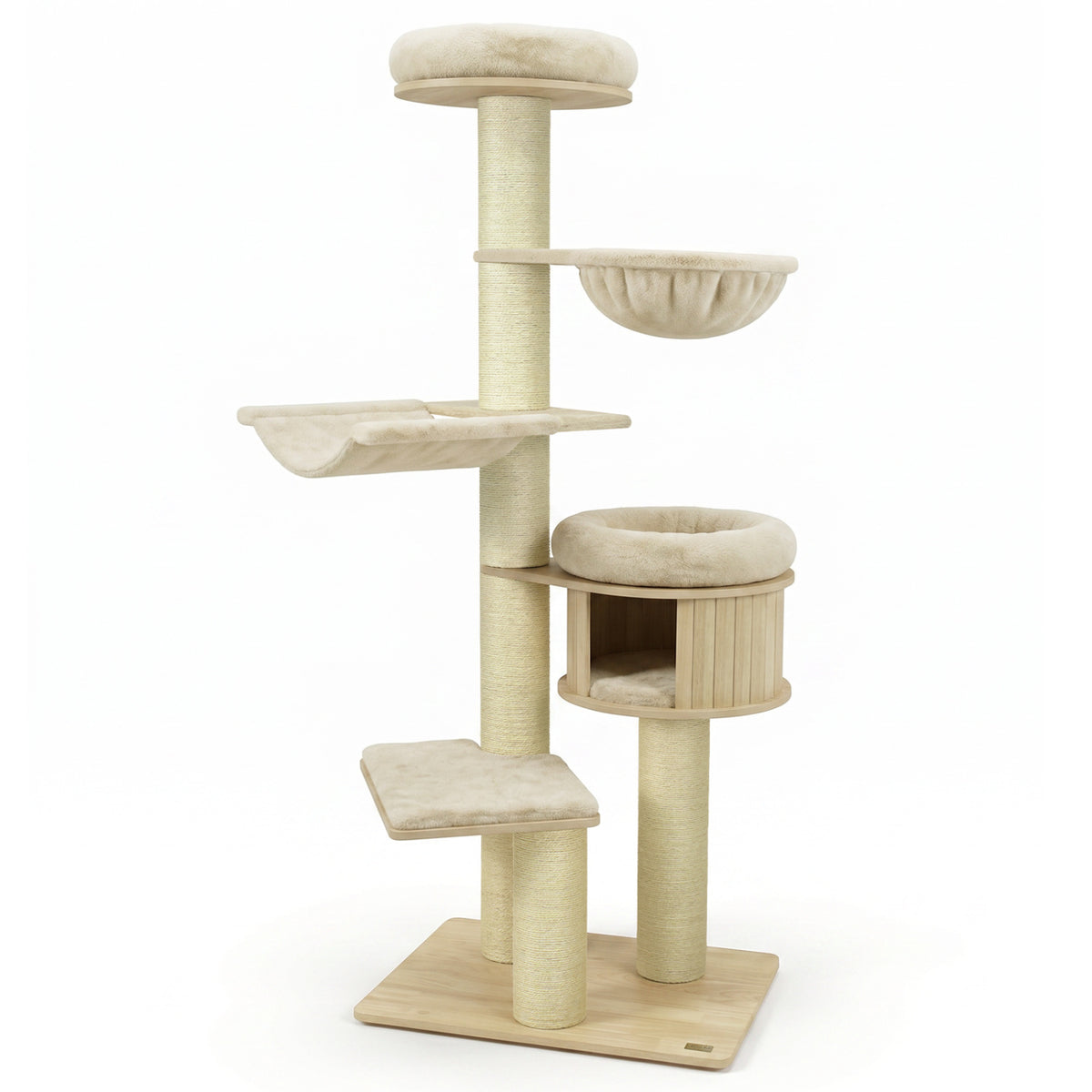 75.5" Tall Cat Tree with 7 Sisal Posts & Hanging Basket and Hammock for Indoor