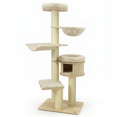75.5" Tall Cat Tree with 7 Sisal Posts & Hanging Basket and Hammock for Indoor