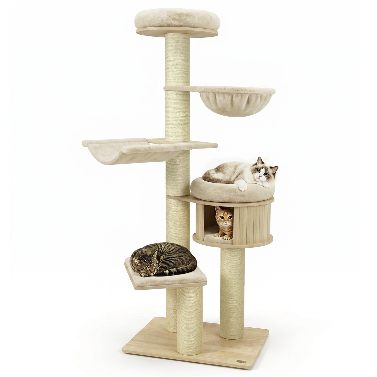 75.5" Tall Cat Tree with 7 Sisal Posts & Hanging Basket and Hammock for Indoor - view 4