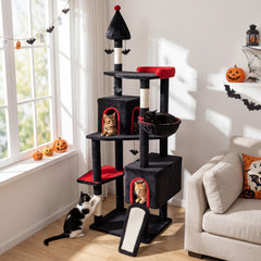 75 Inch Gothic Cat Tree with 2 Condos and Top Perch for Large Cats 20+ LBS - view 3