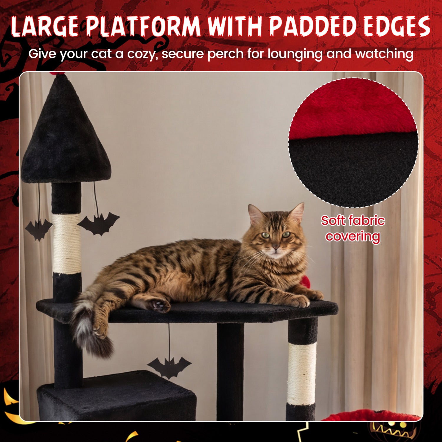 75 Inch Gothic Cat Tree with 2 Condos and Top Perch for Large Cats 20+ LBS - view 7