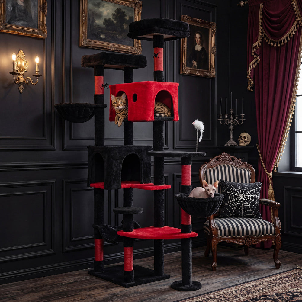 75 Inch Gothic Cat Tree with 2 Plush Perches for Indoor Cats - view 2