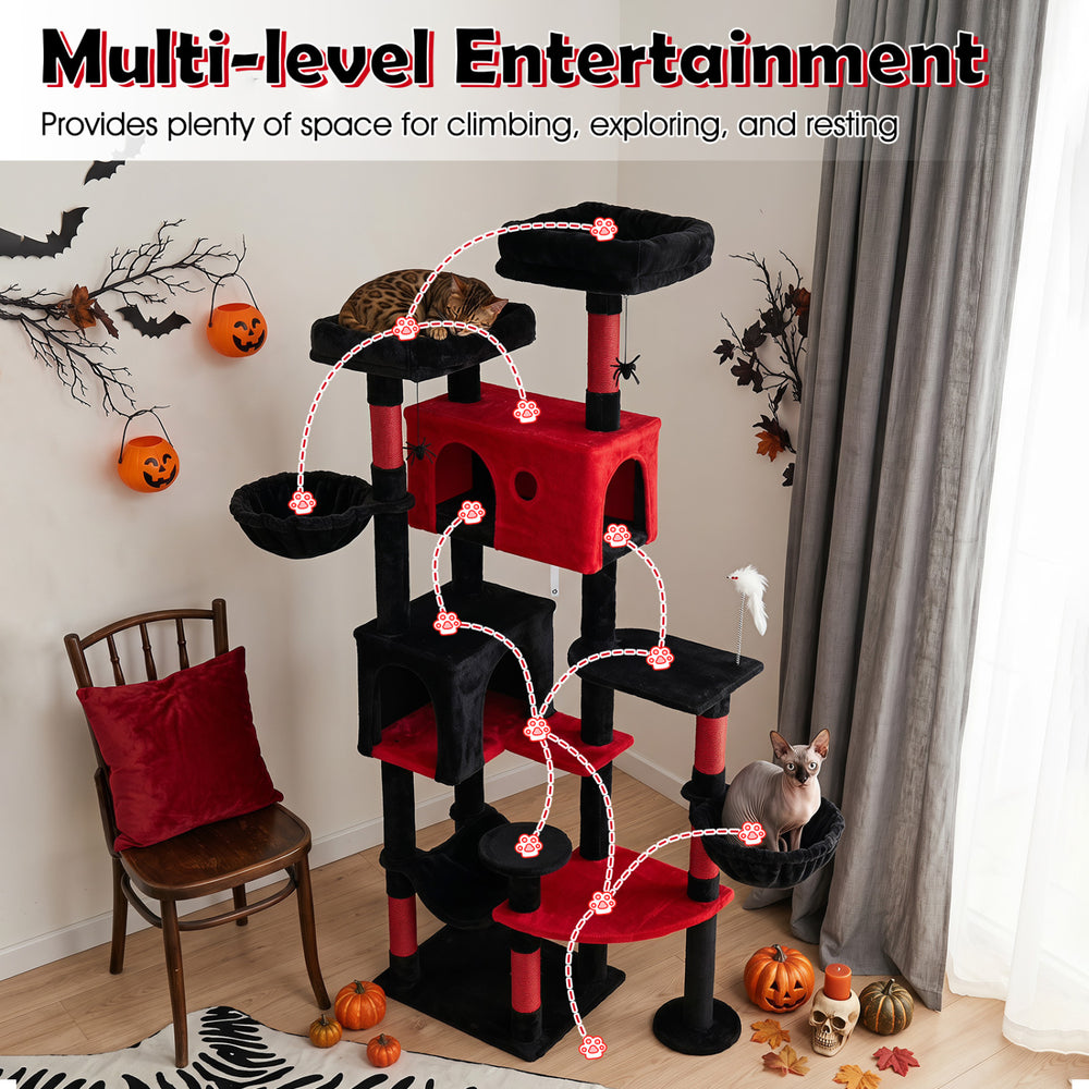 75 Inch Gothic Cat Tree with 2 Plush Perches for Indoor Cats - view 6