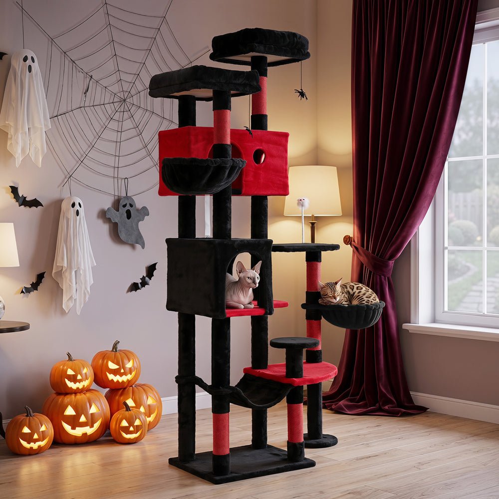 75 Inch Gothic Cat Tree with 2 Plush Perches for Indoor Cats - view 3