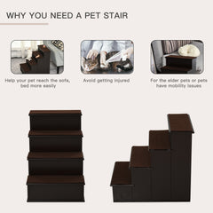 4 Levels Wooden Dog Steps Pet Stairs for High Bed, Cat Ladder for Bed Couch - view 4
