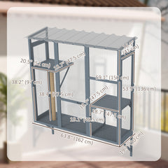 Wooden Catio Outdoor, Cat Window Box Enclosure for 2-3 Large Cats with 2 - view 2