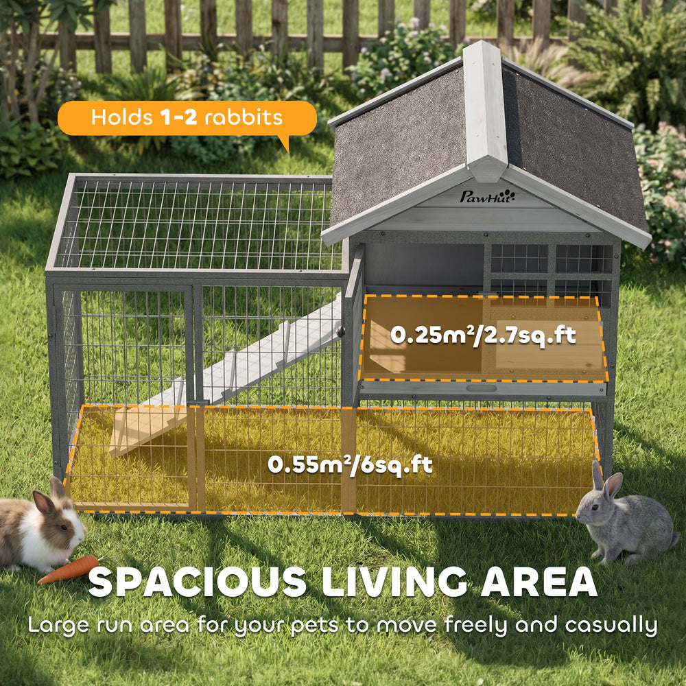 Rabbit Hutch Outdoor, 48"L Large Wooden Bunny Cage with Run - view 4