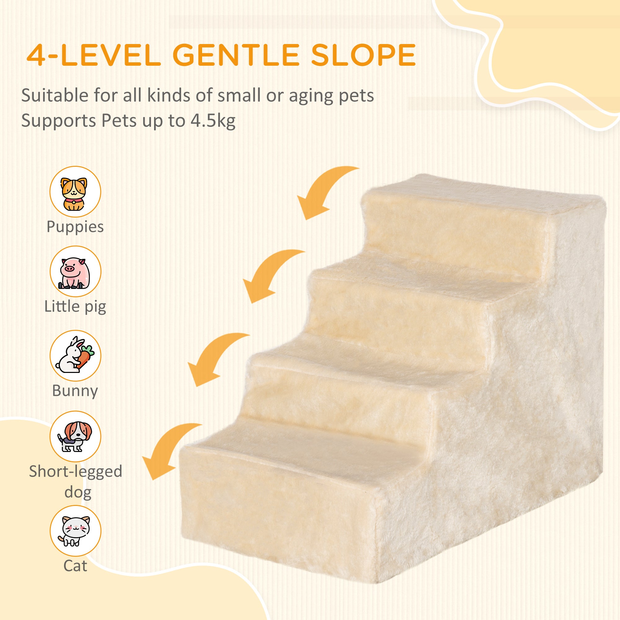 4-Step Dog Ramp for Sofa, Bed, and Couch, with Removable Cover Dog Stairs - view 3