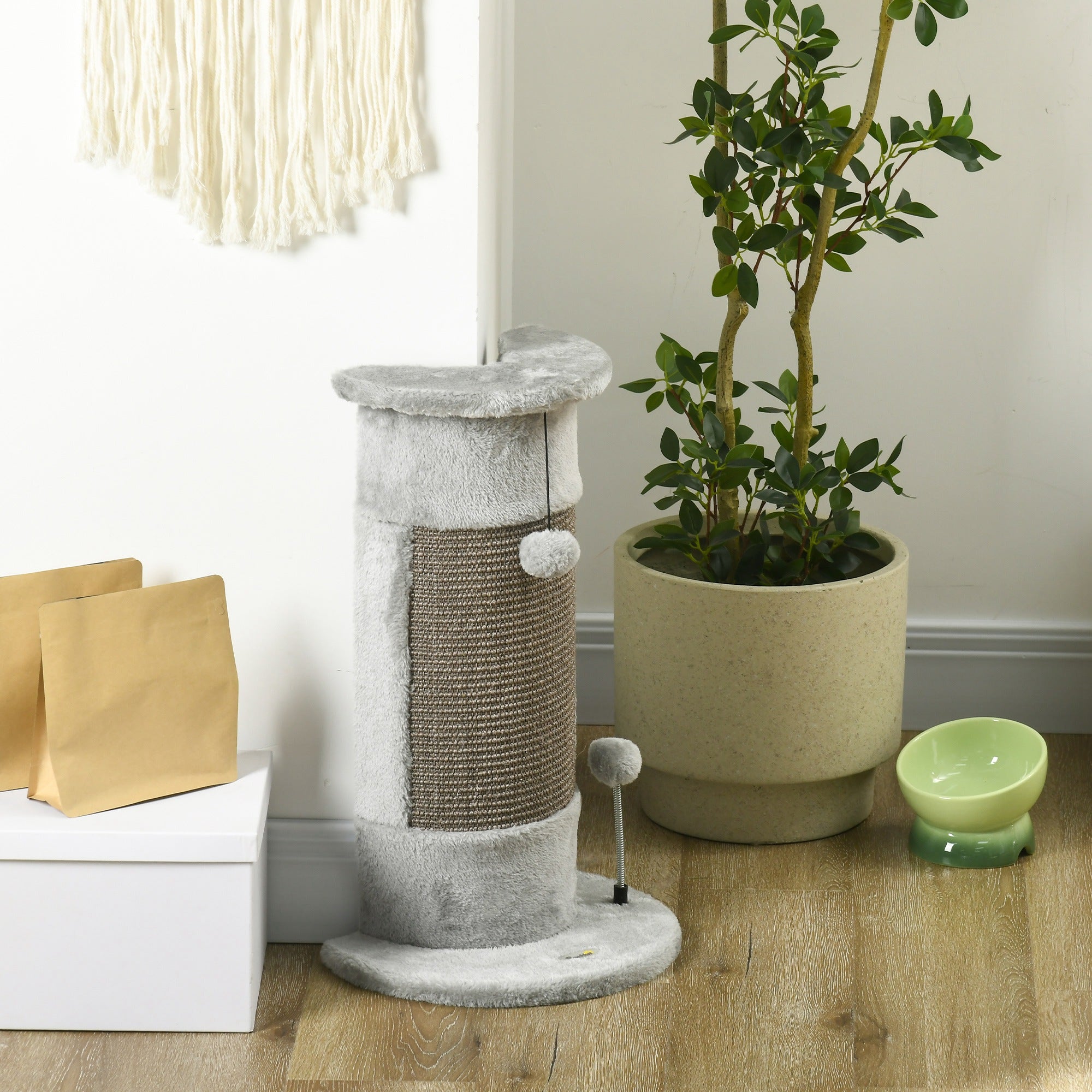 23" Cat Scratching Post with Covered Plush, Play Balls, for Indoor Cats - view 7
