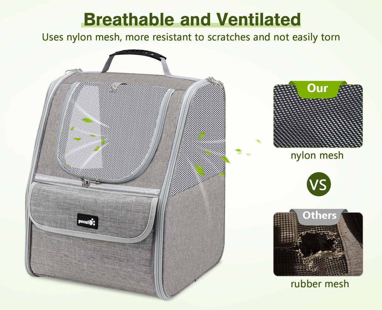 Pecute Cat Backpack Carrier | Ventilated Pet Backpack for Cats & Small Dogs - feature view 8