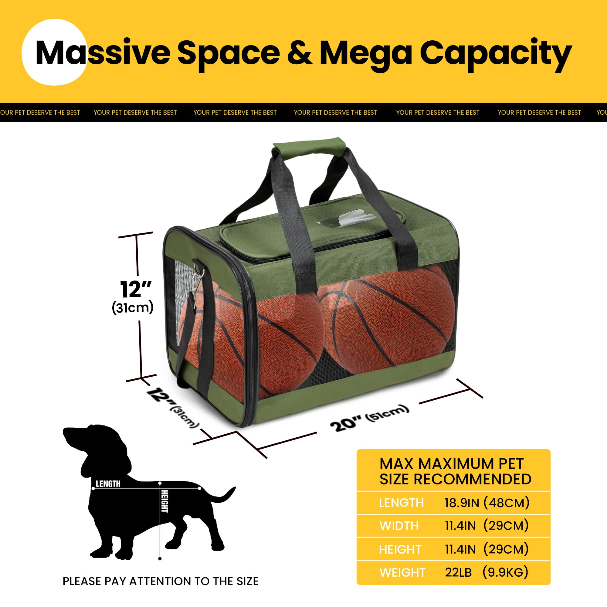 Conlun Airline-Approved Cat Carrier | Soft-Sided with Safety Leash, 15 lb - feature view 24