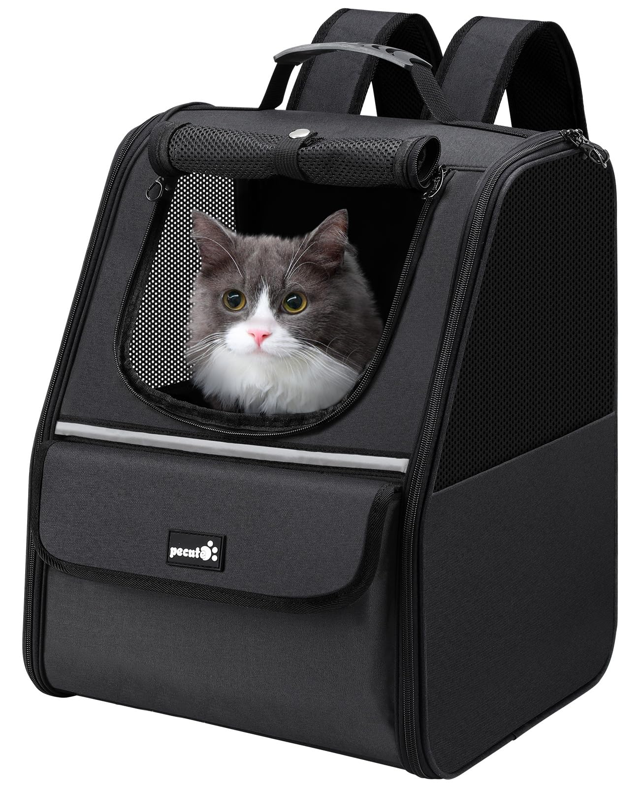 Pecute Cat Backpack Carrier | Ventilated Pet Backpack for Cats & Small Dogs - Negro / Classic