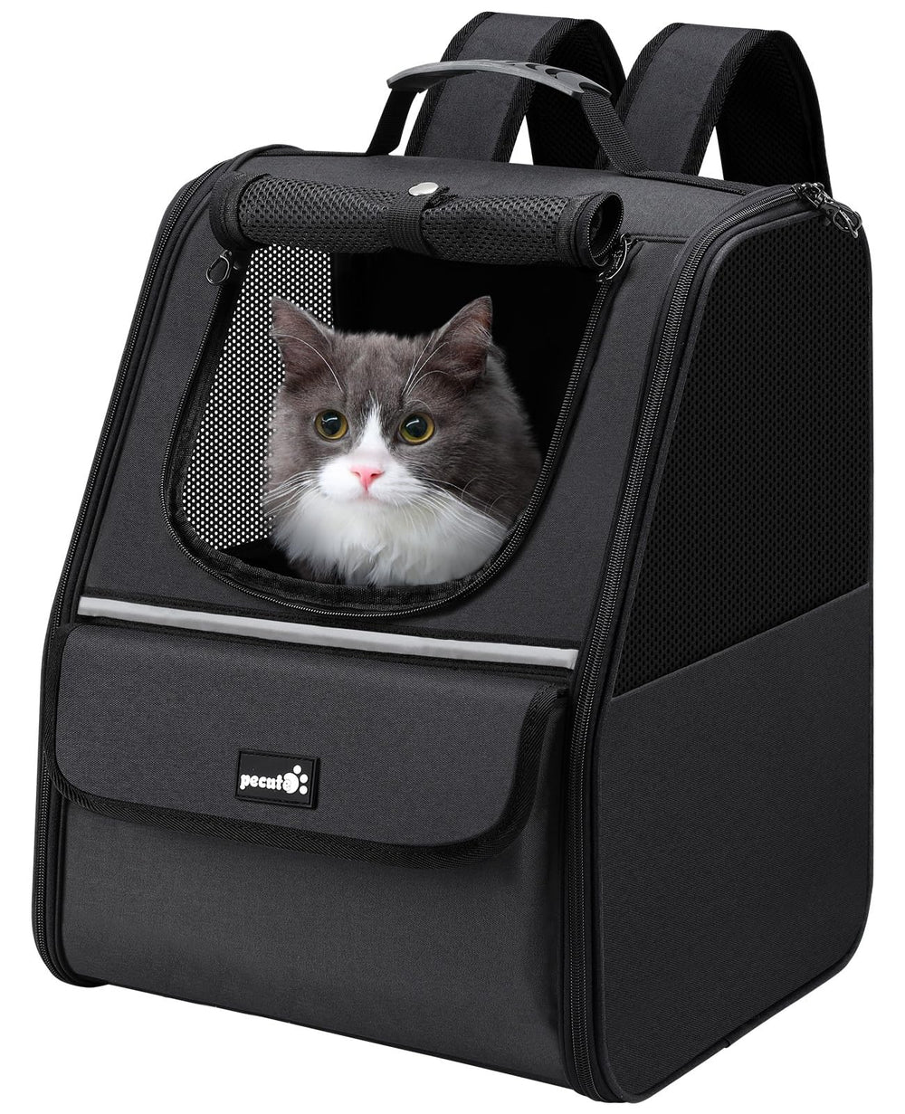 Pecute Cat Backpack Carrier | Ventilated Pet Backpack for Cats & Small Dogs - Negro / Classic