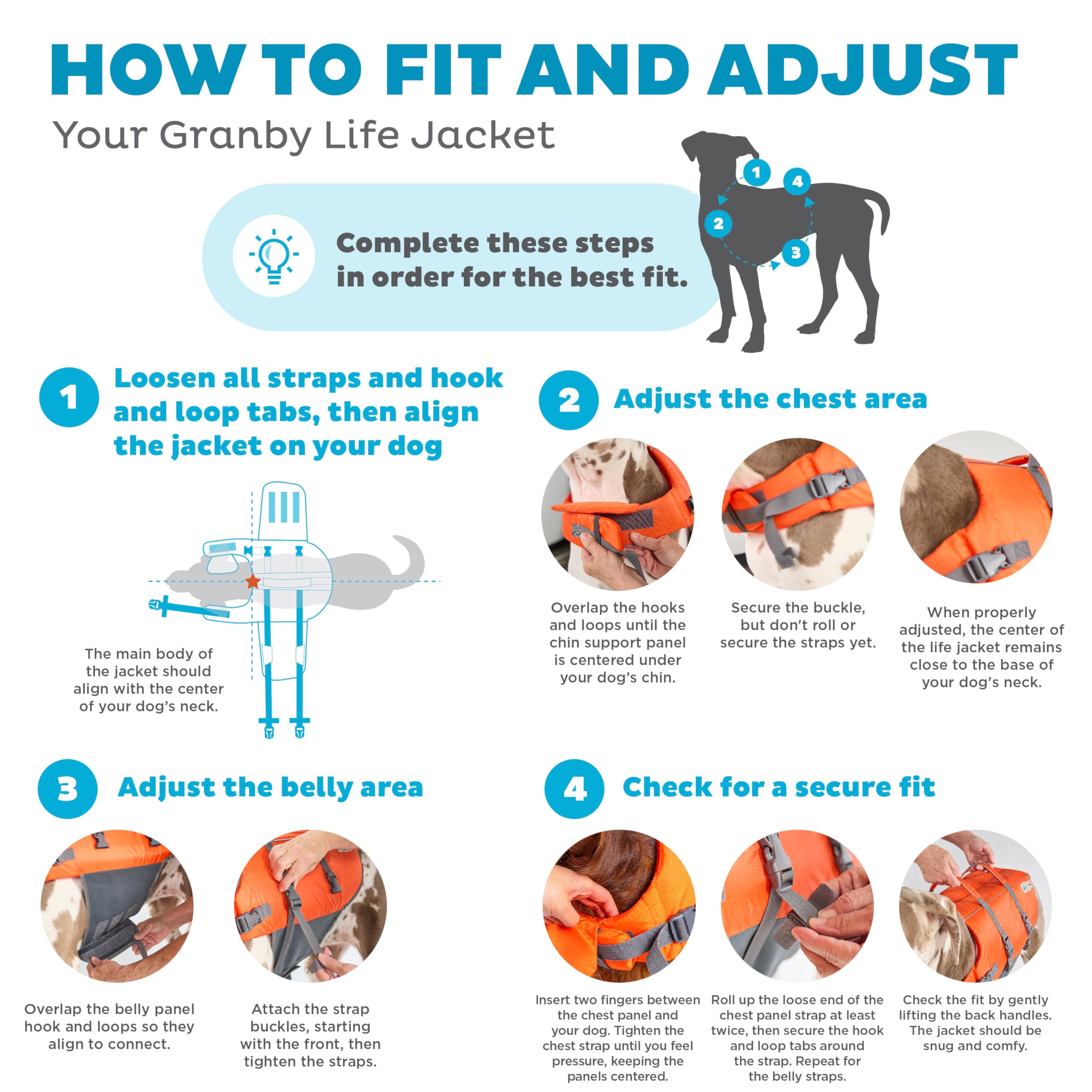 Outward Hound Granby Splash Orange Dog Life Jacket (Large) | Ripstop Vest - view 65