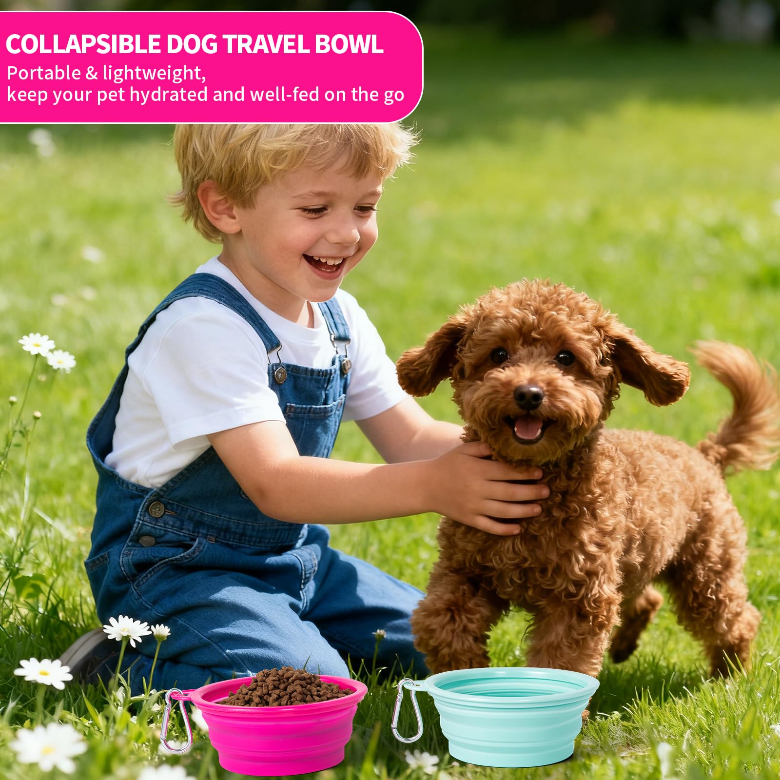 SLSON Collapsible Dog Bowls 2-Pack | Macaron Silicone Travel Pet Bowls - feature view 9