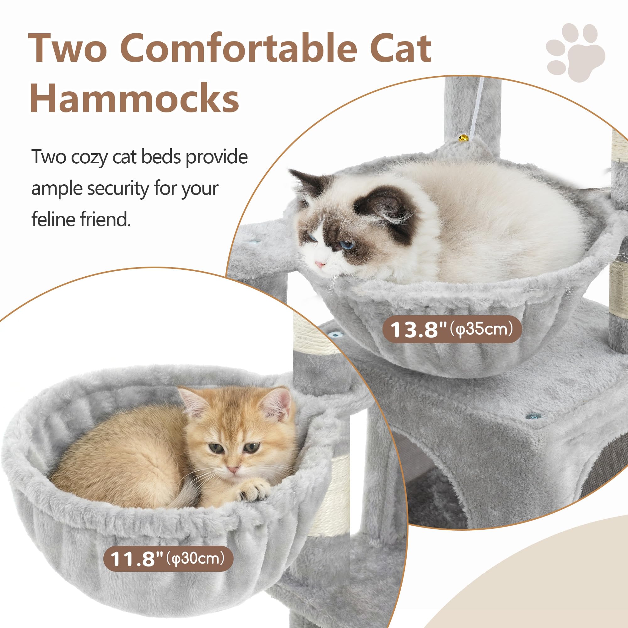 Gitelsnour Cat Tree with Condo, 2 Baskets, Hammock & Scratching Posts - feature view 14