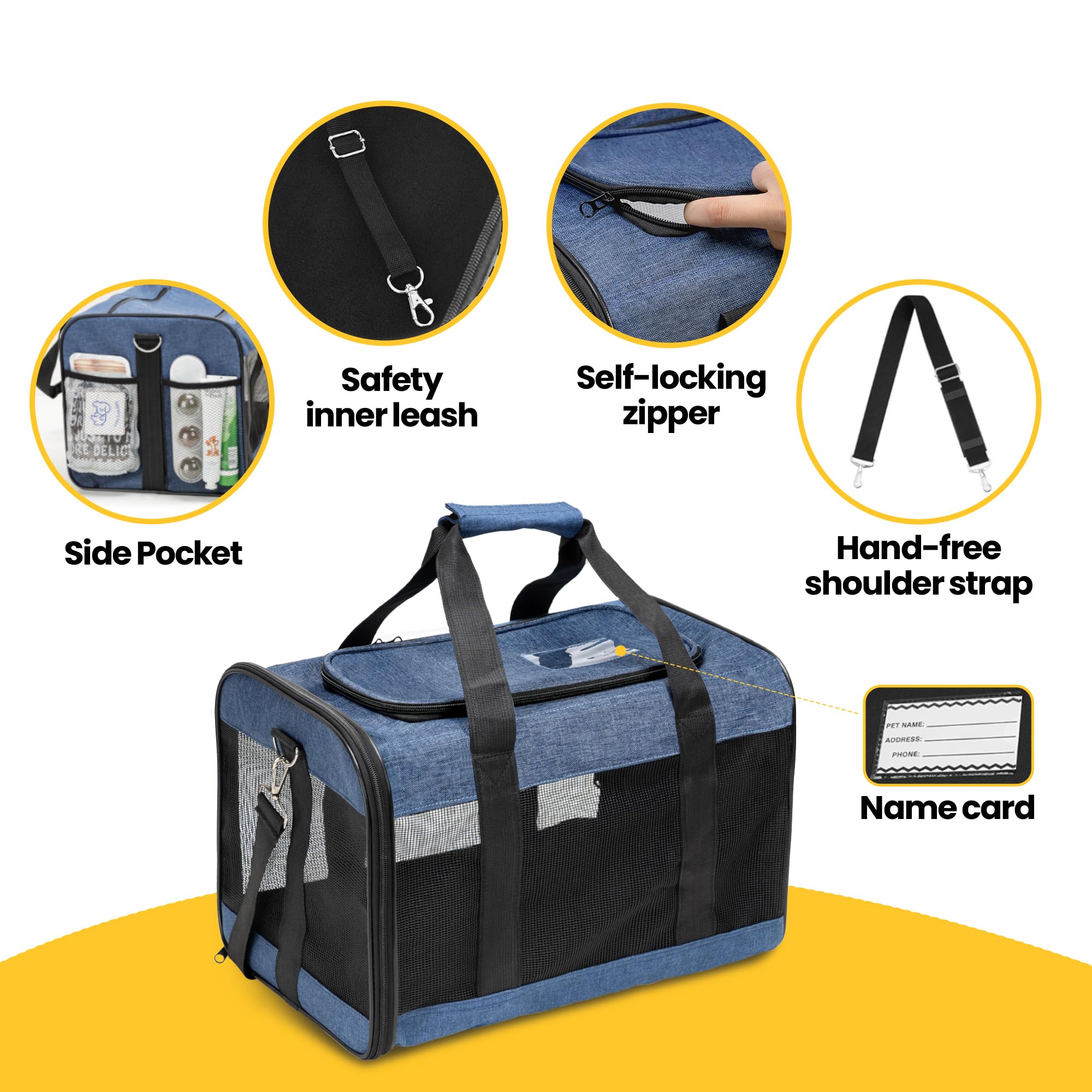 Conlun Airline-Approved Cat Carrier | Soft-Sided with Safety Leash, 15 lb - view 58