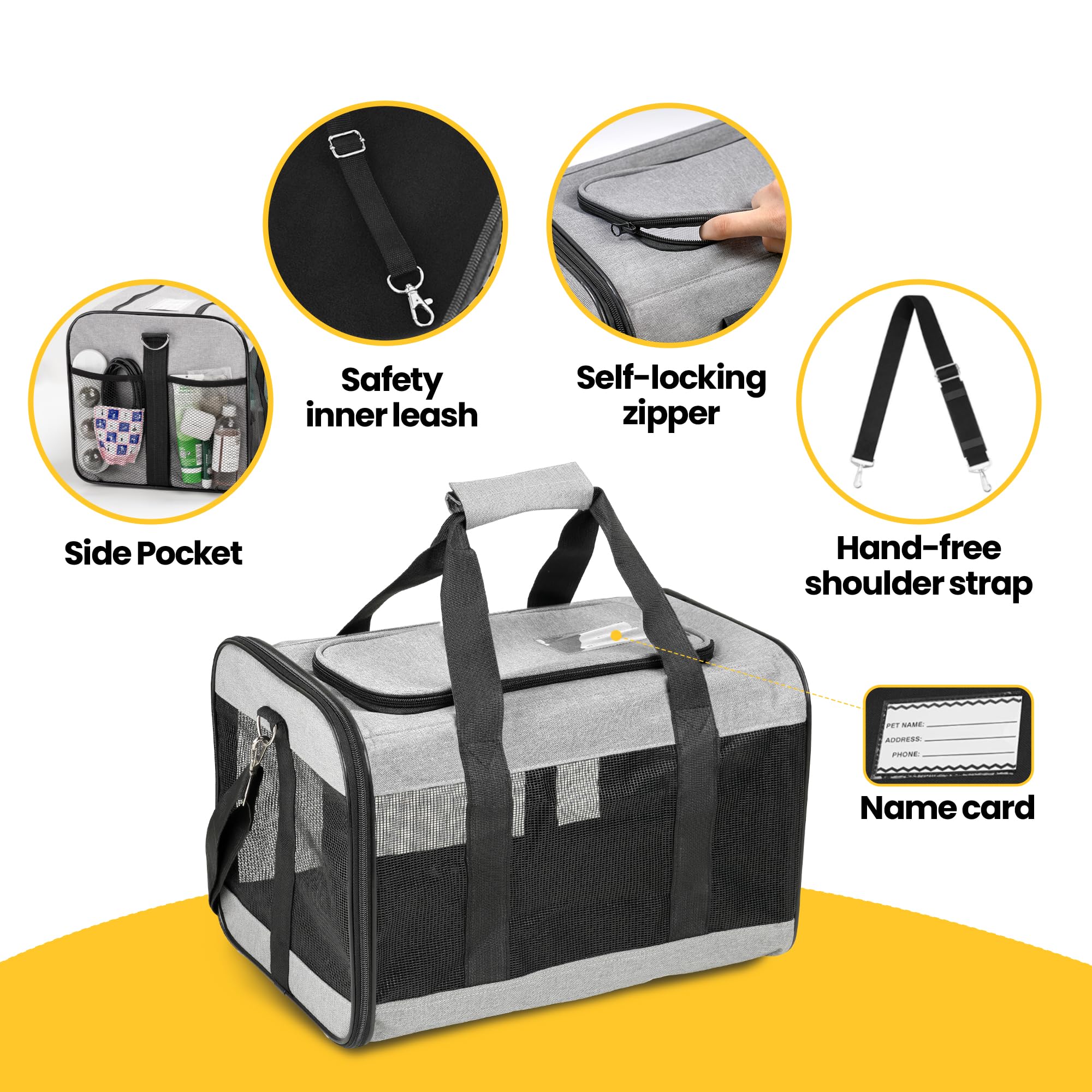 Conlun Airline-Approved Cat Carrier | Soft-Sided with Safety Leash, 15 lb - feature view 34