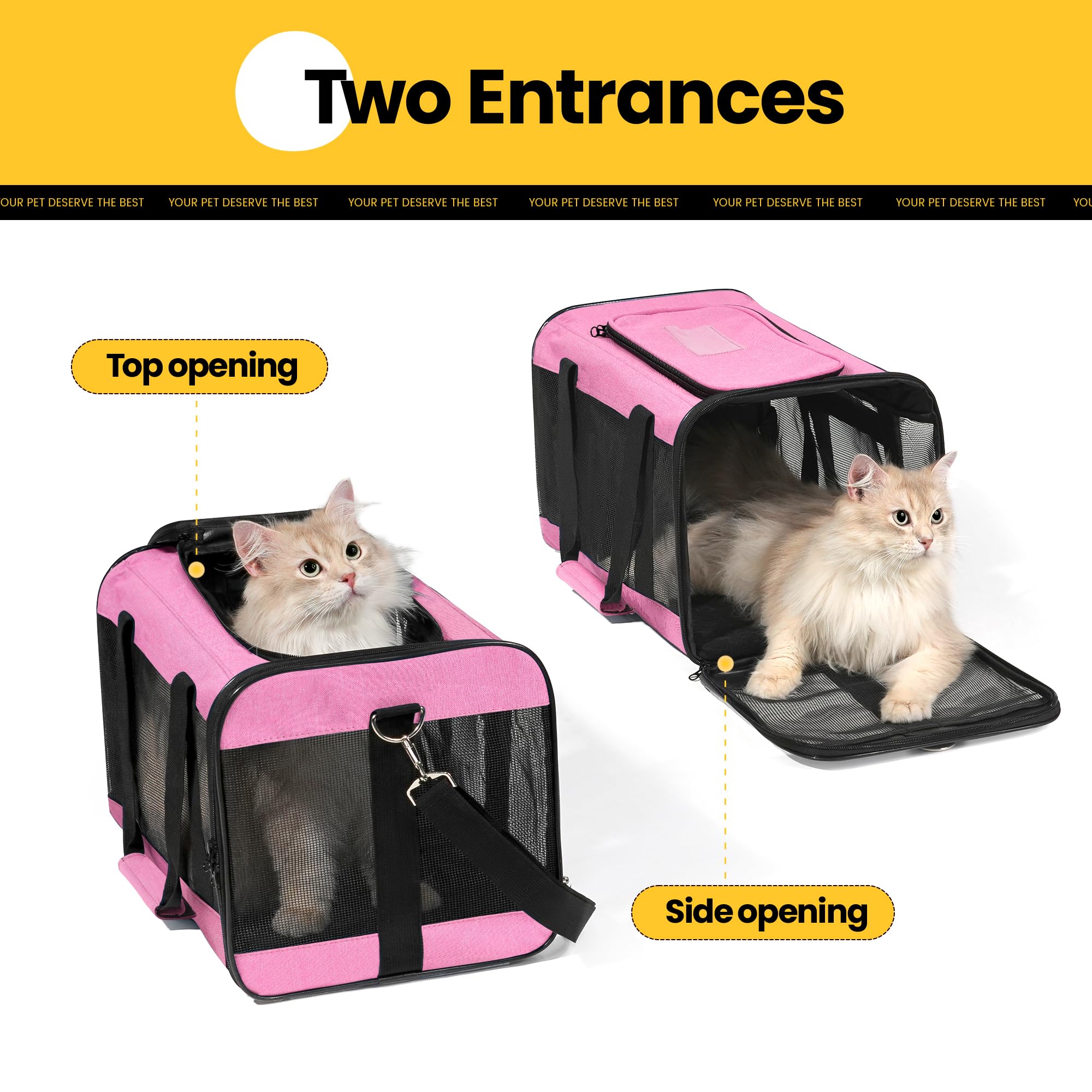 Conlun Airline-Approved Cat Carrier | Soft-Sided with Safety Leash, 15 lb - view 97
