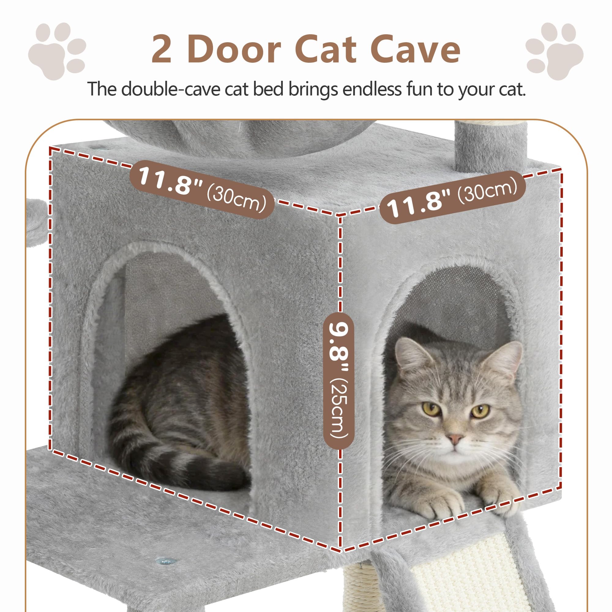 Gitelsnour Cat Tree with Condo, 2 Baskets, Hammock & Scratching Posts - feature view 15