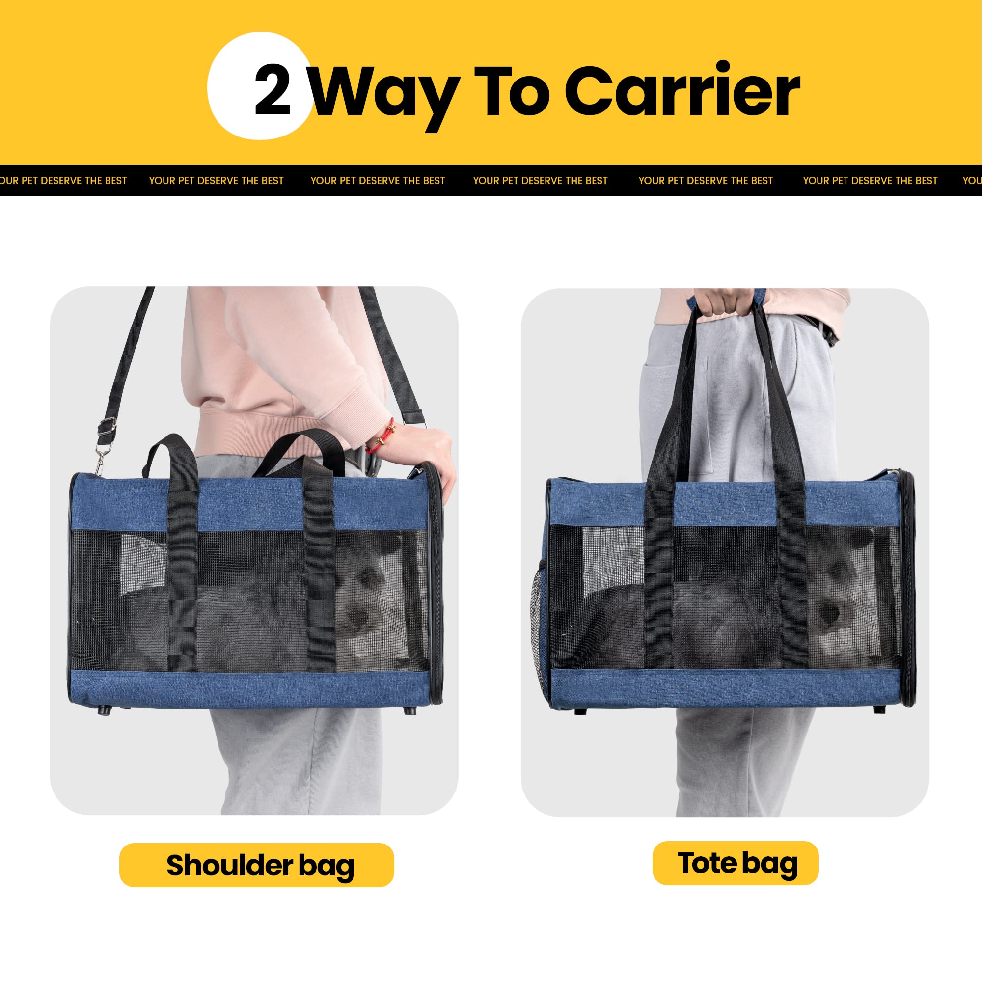 Conlun Airline-Approved Cat Carrier | Soft-Sided with Safety Leash, 15 lb - view 59
