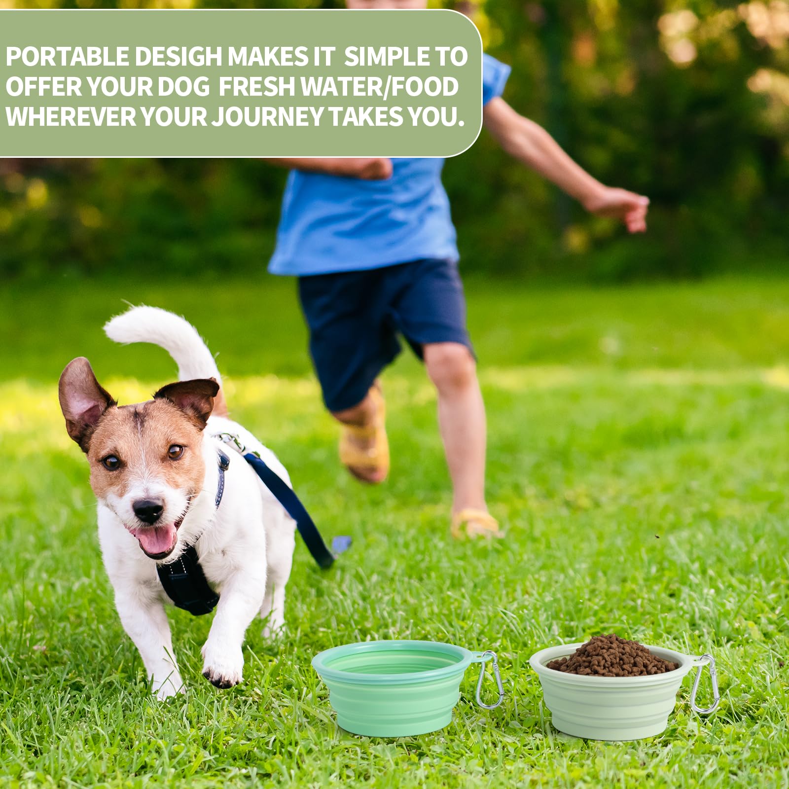 SLSON Collapsible Dog Bowls 2-Pack | Macaron Silicone Travel Pet Bowls - feature view 38