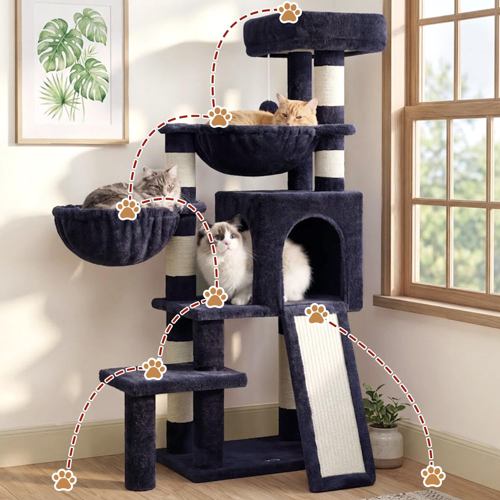 Gitelsnour Cat Tree with Condo, 2 Baskets, Hammock & Scratching Posts - feature view 34