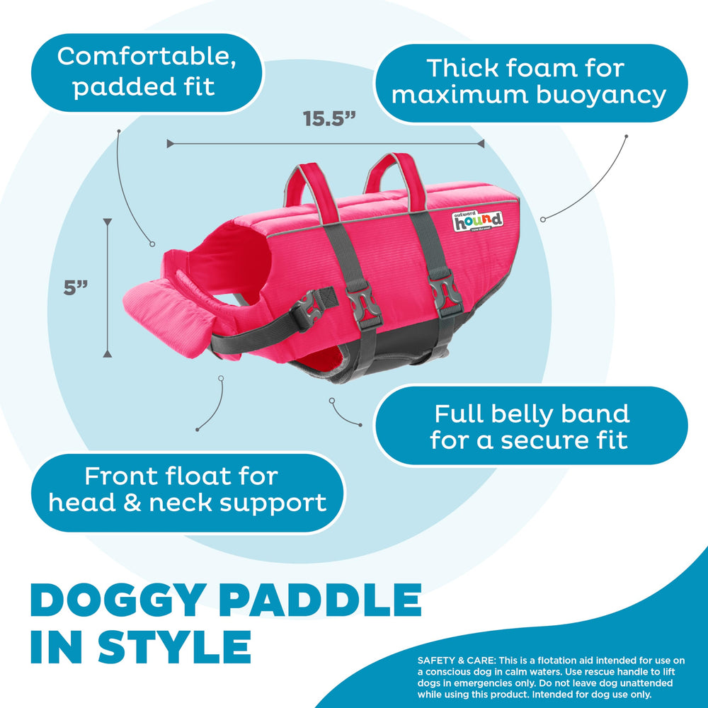 Outward Hound Granby Splash Orange Dog Life Jacket (Large) | Ripstop Vest - view 98