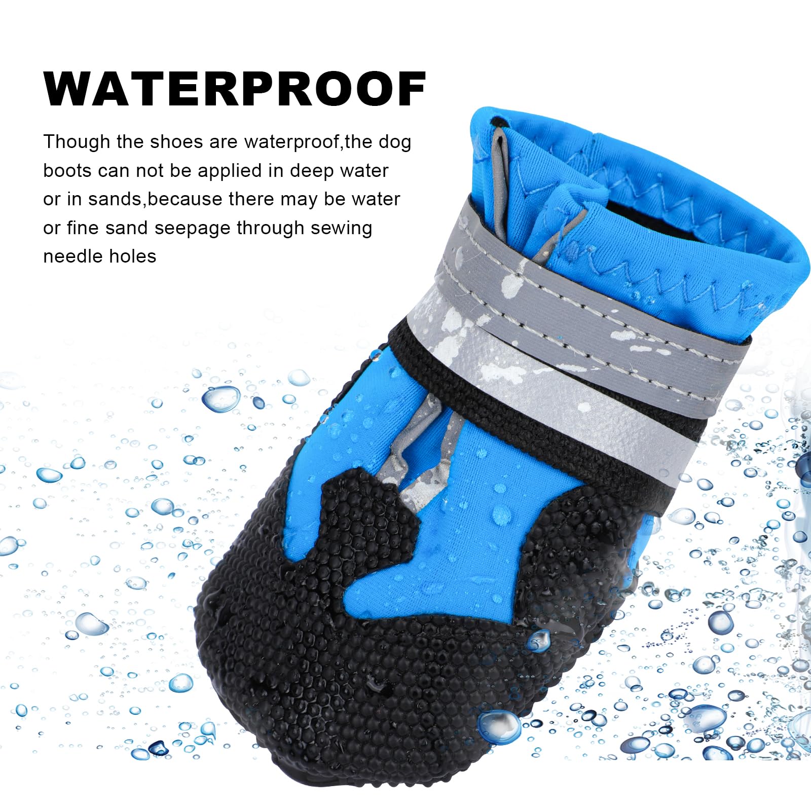 Waterproof Dog Boots 4-Pack | Reflective Paw Protectors, Non-Slip Sole - feature view 46