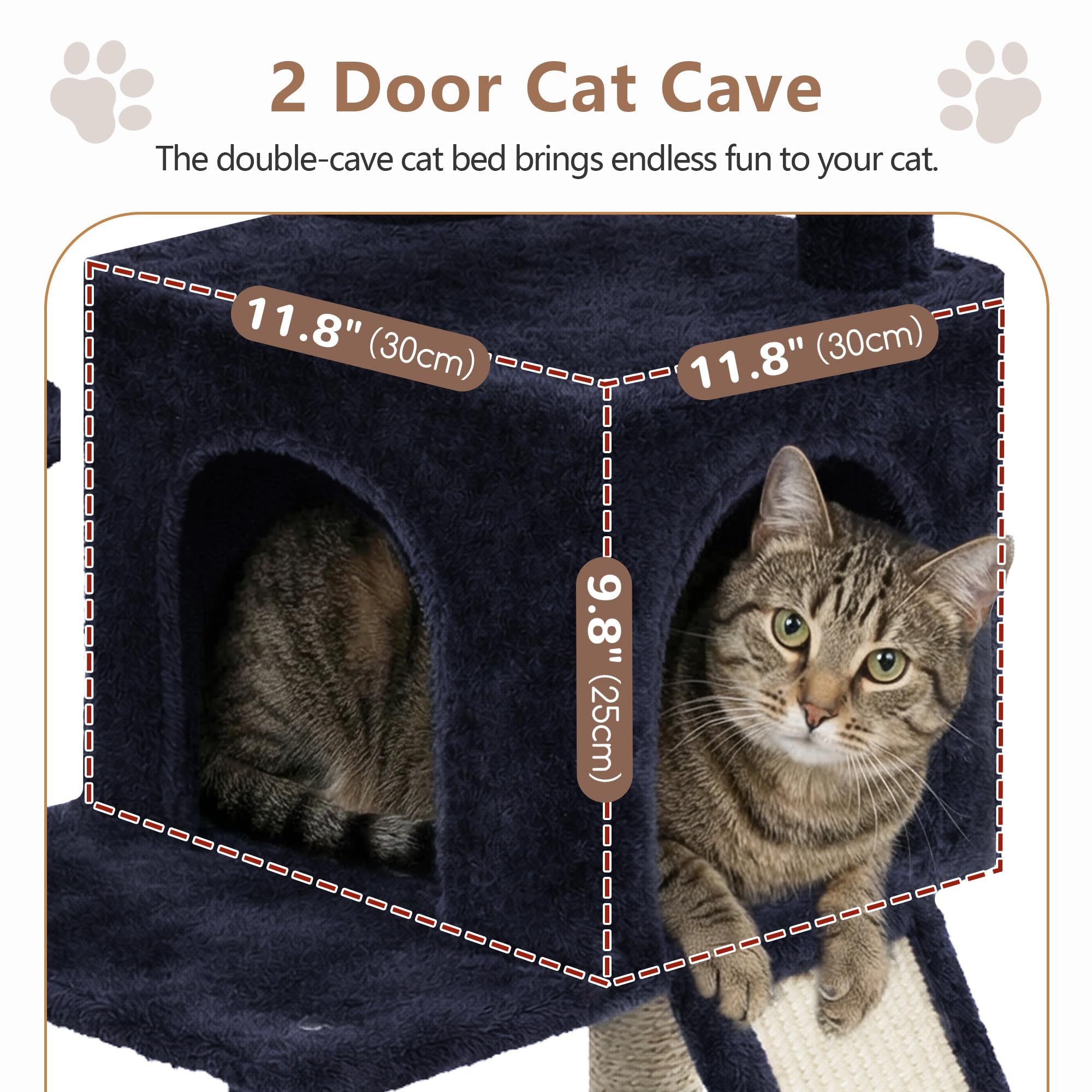 Gitelsnour Cat Tree with Condo, 2 Baskets, Hammock & Scratching Posts - feature view 32