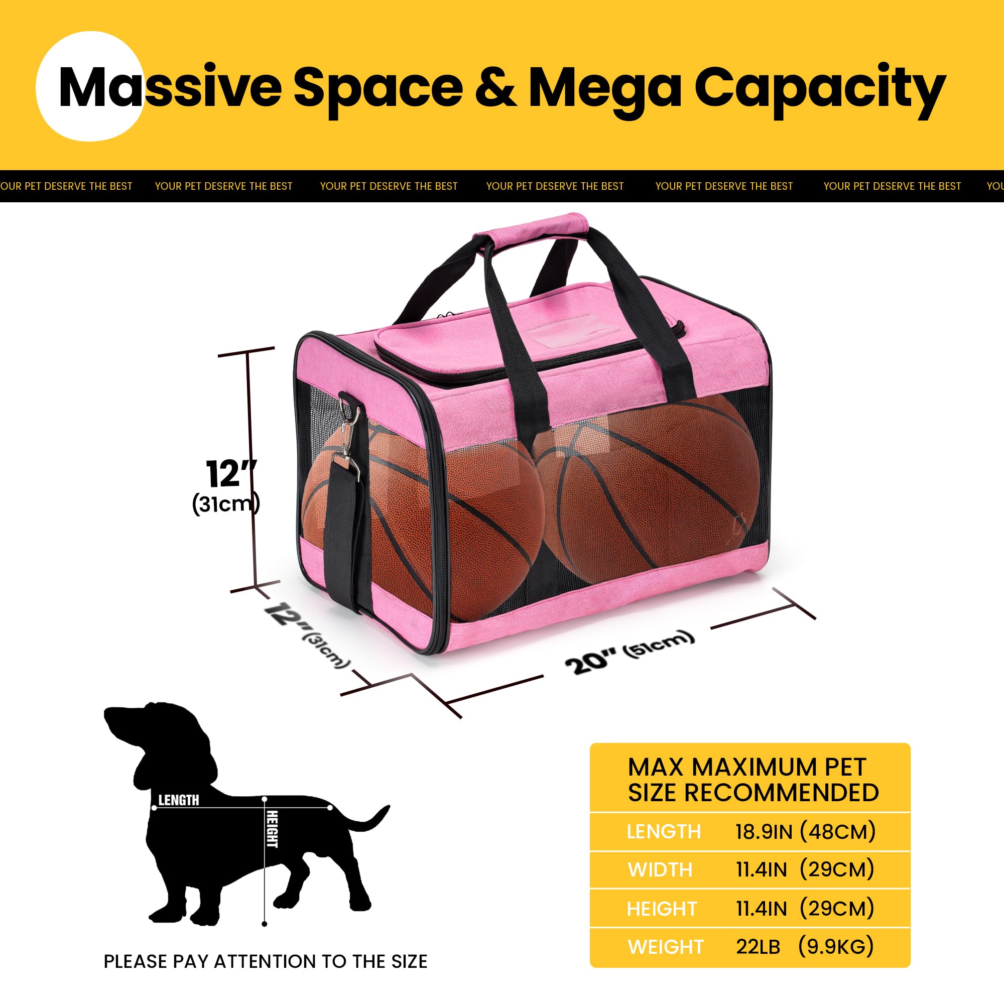 Conlun Airline-Approved Cat Carrier | Soft-Sided with Safety Leash, 15 lb - view 95