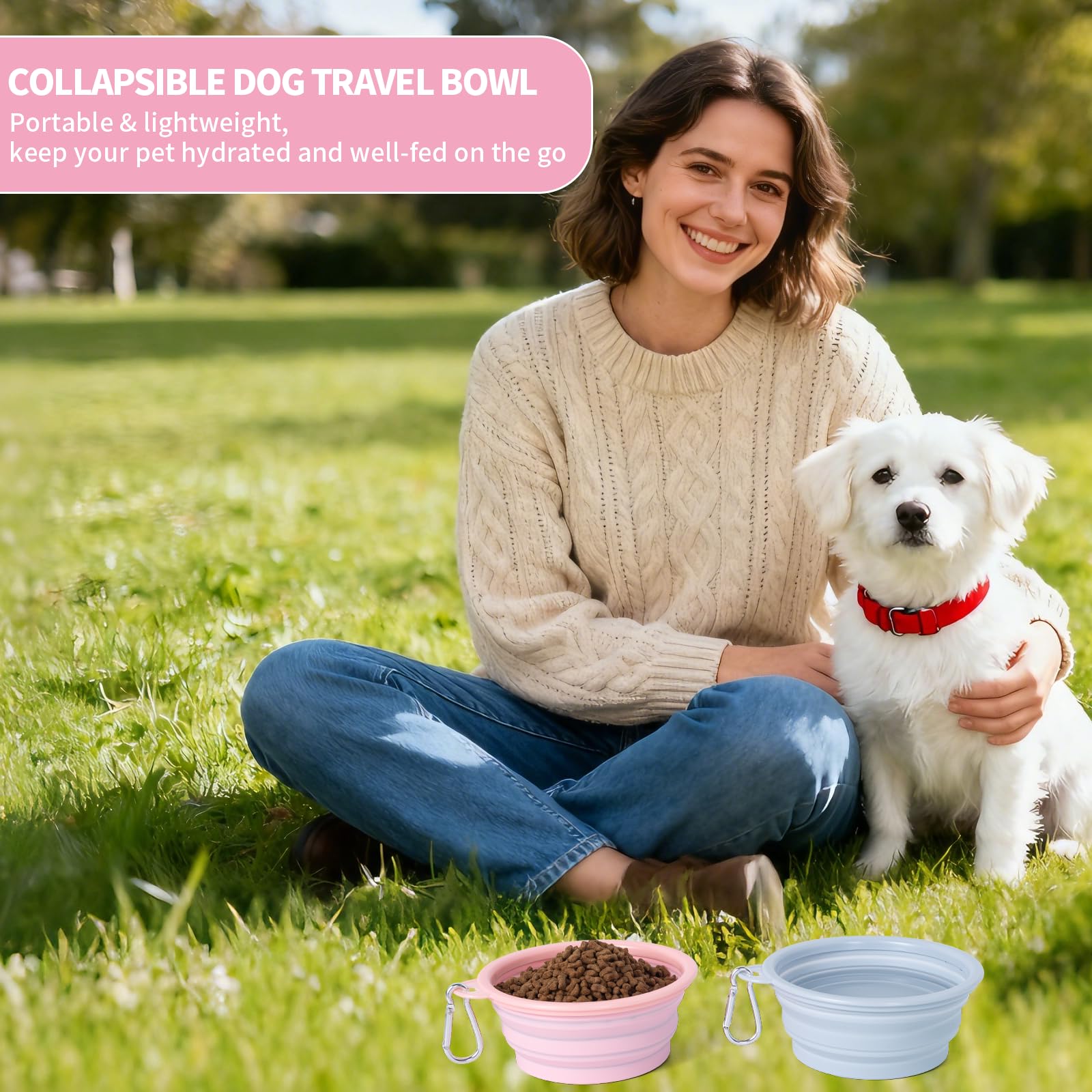 SLSON Collapsible Dog Bowls 2-Pack | Macaron Silicone Travel Pet Bowls - feature view 24