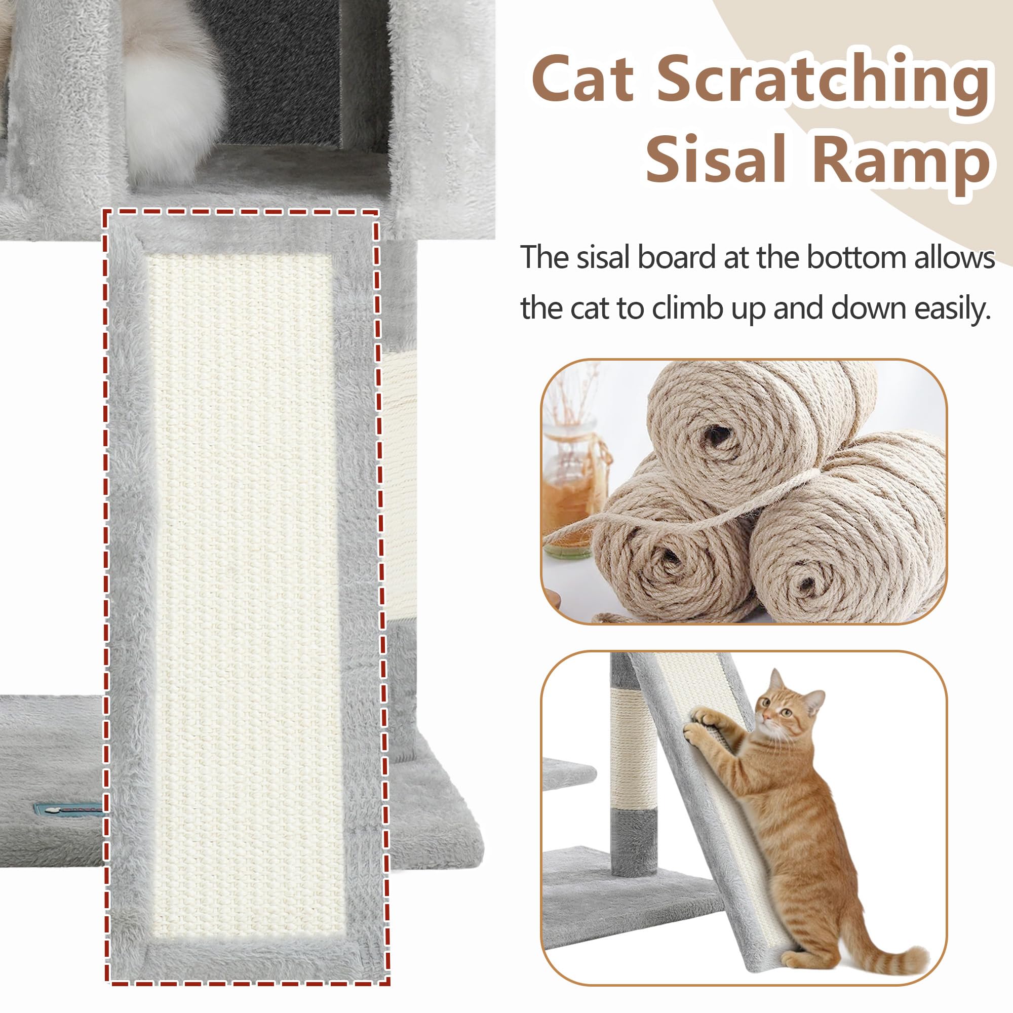 Gitelsnour Cat Tree with Condo, 2 Baskets, Hammock & Scratching Posts - feature view 17
