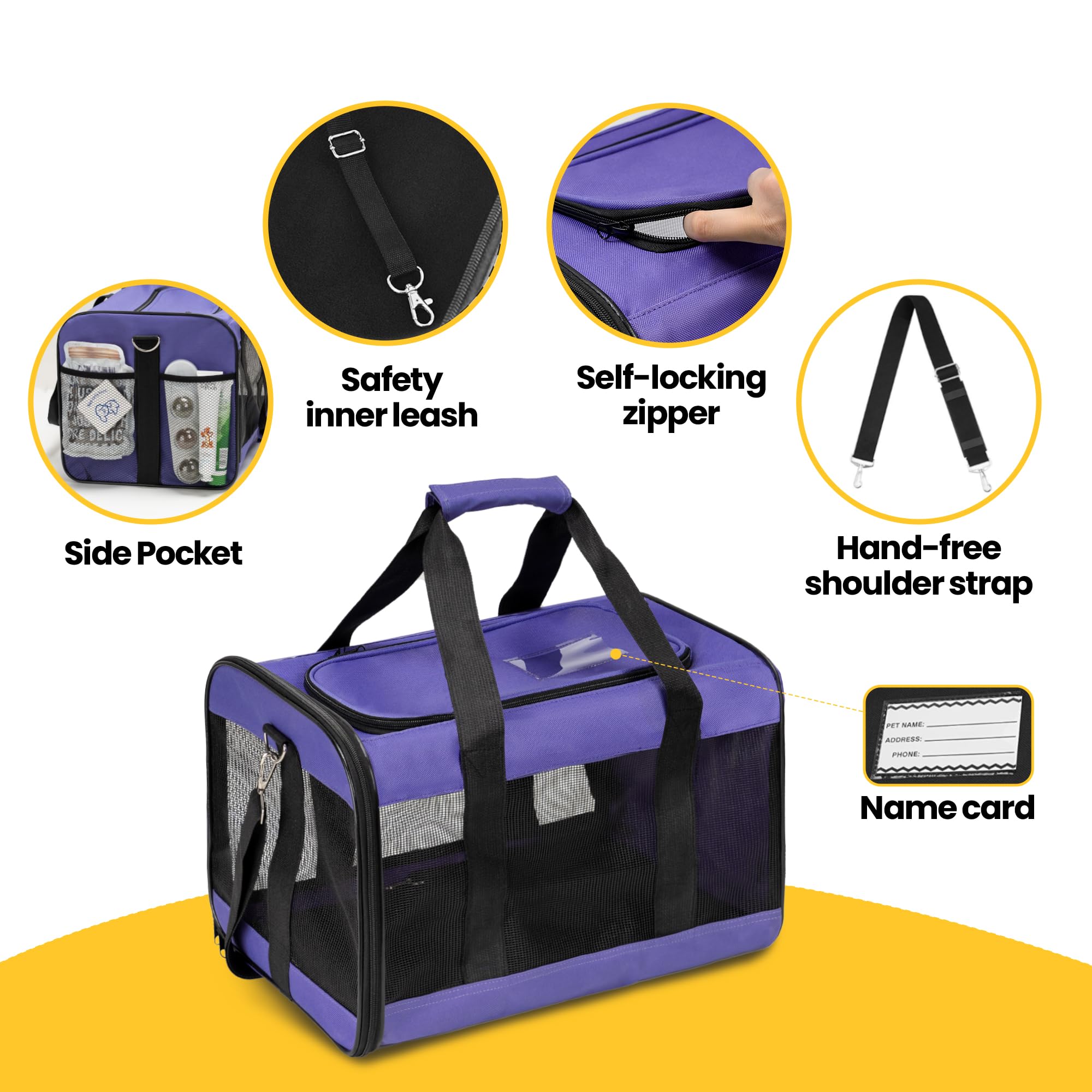Conlun Airline-Approved Cat Carrier | Soft-Sided with Safety Leash, 15 lb - view 66