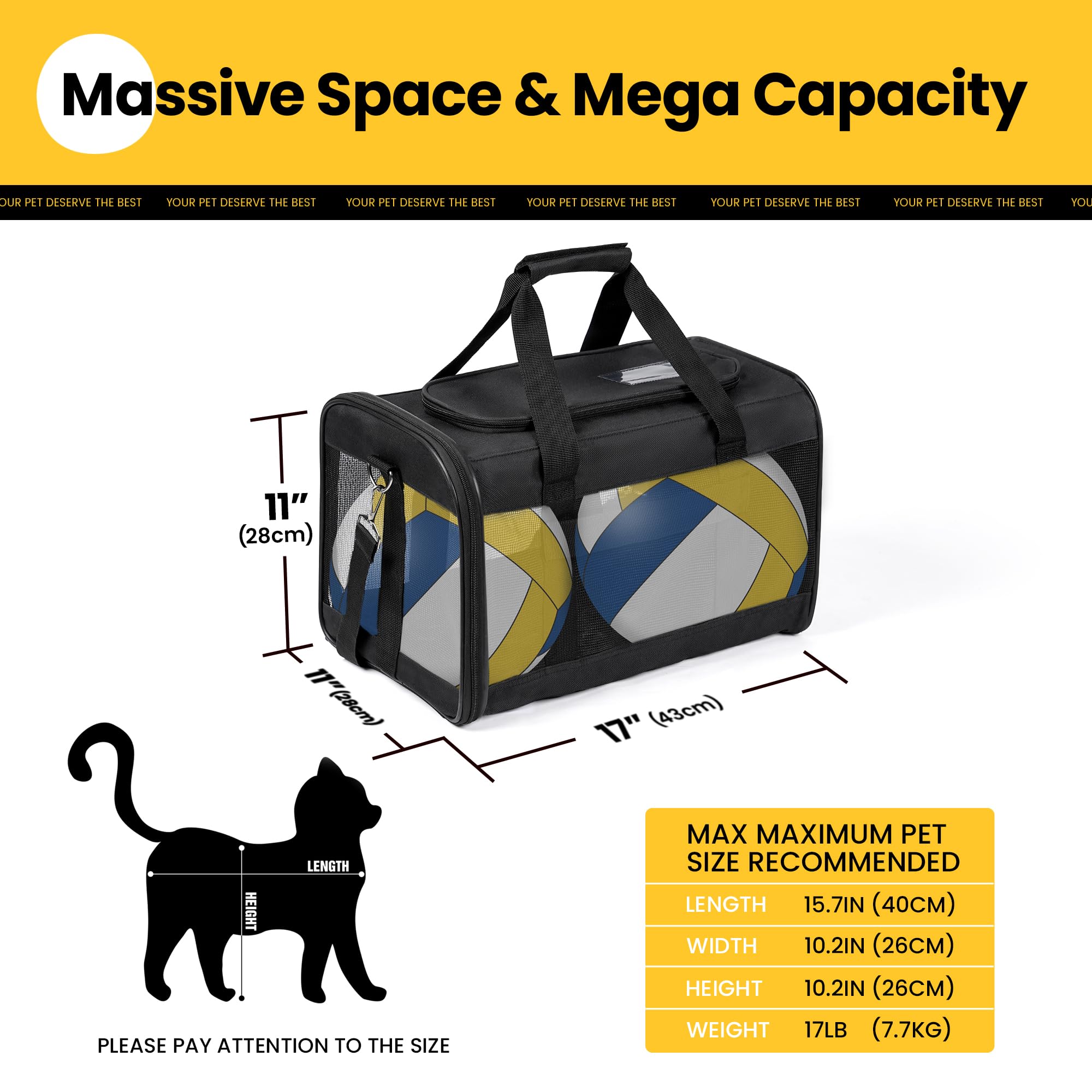 Conlun Airline-Approved Cat Carrier | Soft-Sided with Safety Leash, 15 lb - view 80