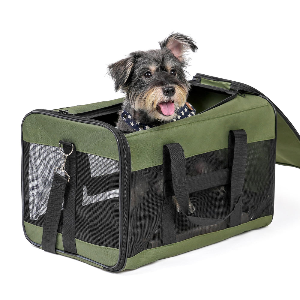 Conlun Airline-Approved Cat Carrier | Soft-Sided with Safety Leash, 15 lb - 51L x 29W x 31H cm / Green