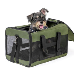 Conlun Airline-Approved Cat Carrier | Soft-Sided with Safety Leash, 15 lb - 51L x 29W x 31H cm / Green