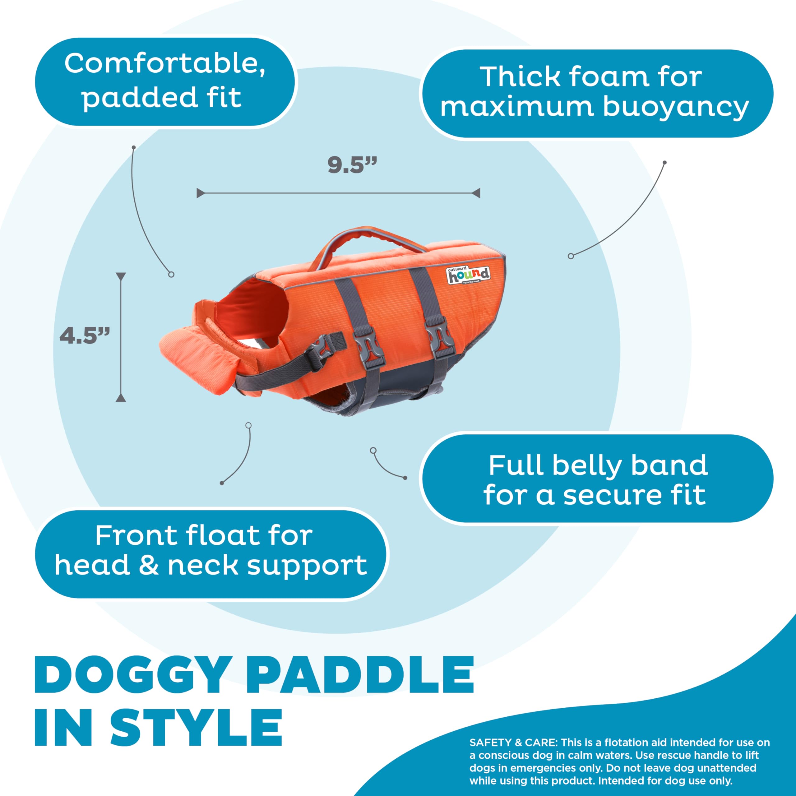Outward Hound Granby Splash Orange Dog Life Jacket (Large) | Ripstop Vest - view 66