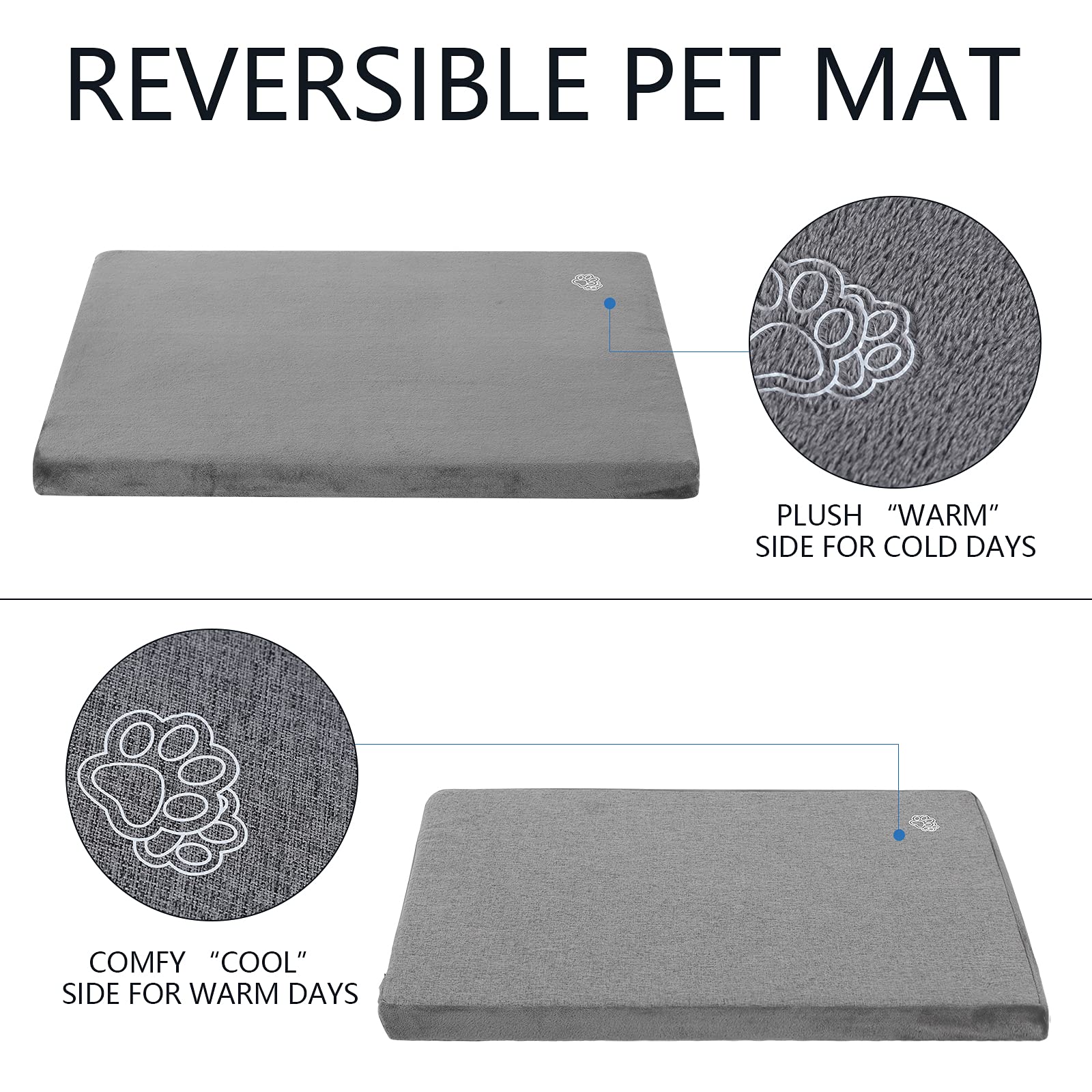 EMPSIGN Reversible Cool & Warm Dog Crate Pad | Waterproof, Washable Cover - feature view 14