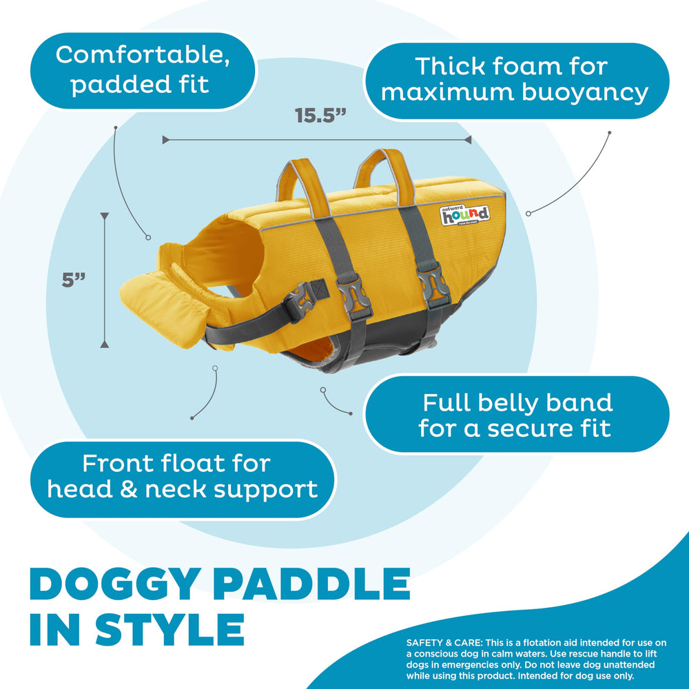 Outward Hound Granby Splash Orange Dog Life Jacket (Large) | Ripstop Vest - feature view 39